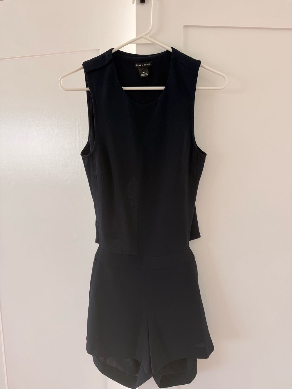 Club Monaco Black Sleeveless Romper with Tailored Waist